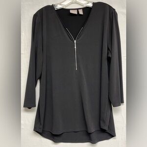 Chico's Black Half-Zip 3/4 Sleeve High-Low Top Whimsygoth, Mobwife, Witchy Wicca
